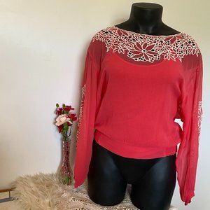Anthropologie Leif Notes Coral Blouse
